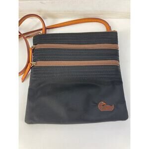 DOONEY & BOURKE SMALL BLACK, BROWN NYLON CROSSBODY BAG